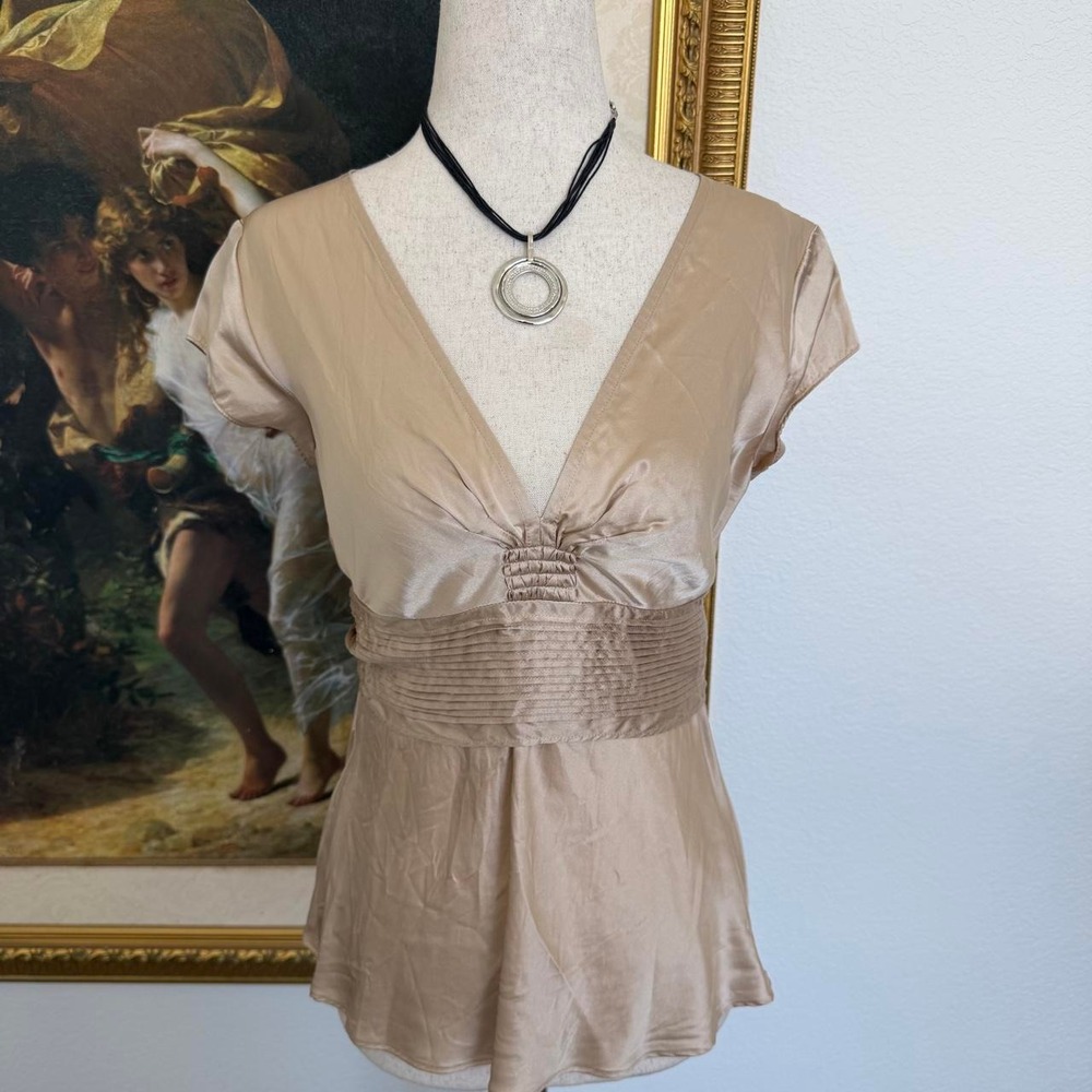 Y2K 100% Silk Babydoll Tie Back Blouse